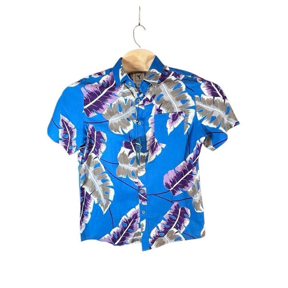 Natural Blue by Visitor Linen Blend Tropical Button Shirt NWT Medium (M)